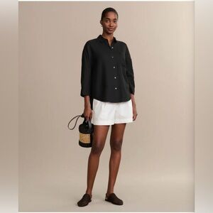 Jenni Kayne black 100% linen relaxed Logan boxy blouse size M